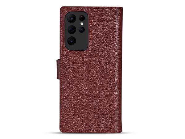 Premium Leather Wallet Case for Samsung Galaxy S25 Ultra - Rosewood Leather Wallet Case