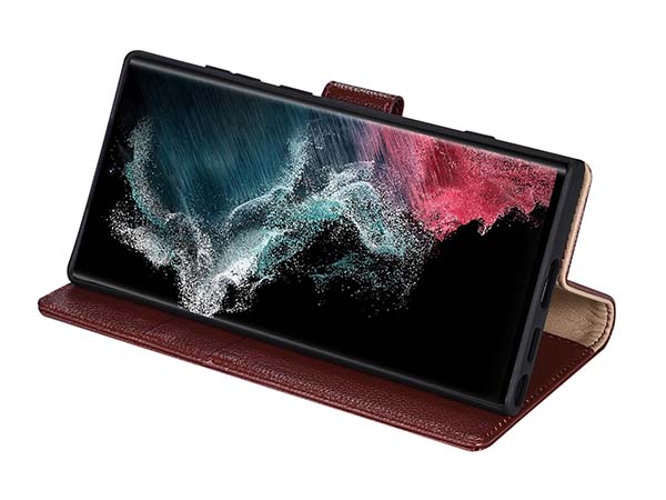 Premium Leather Wallet Case for Samsung Galaxy S25 Ultra - Rosewood