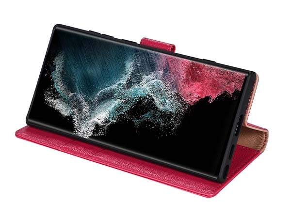 Premium Leather Wallet Case for Samsung Galaxy S25 Ultra - French Rose