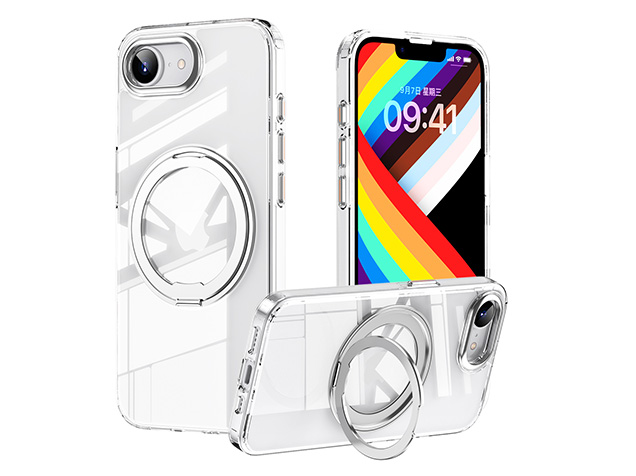 Magnetic Ring Stand Case for iPhone 16e - Clear Hard Case