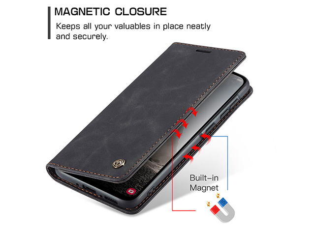 CaseMe Slim Synthetic Leather Wallet Case with Stand for Samsung Galaxy A56 - Charcoal