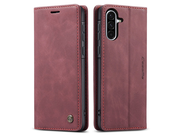CaseMe Slim Synthetic Leather Wallet Case with Stand for Samsung Galaxy A56 - Burgundy