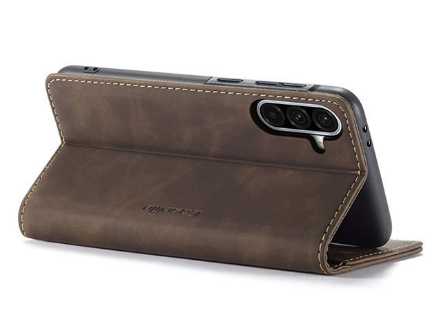 CaseMe Slim Synthetic Leather Wallet Case with Stand for Samsung Galaxy A56 - Chocolate