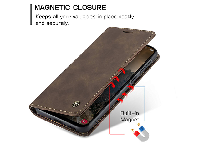 CaseMe Slim Synthetic Leather Wallet Case with Stand for Samsung Galaxy A56 - Chocolate