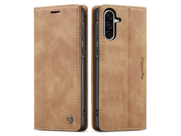 CaseMe Slim Synthetic Leather Wallet Case with Stand for Samsung Galaxy A56 - Tan