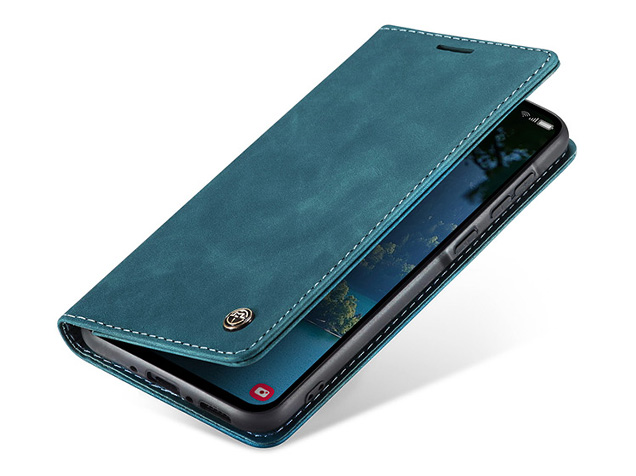 CaseMe Slim Synthetic Leather Wallet Case with Stand for Samsung Galaxy A56 - Teal Leather Wallet Case
