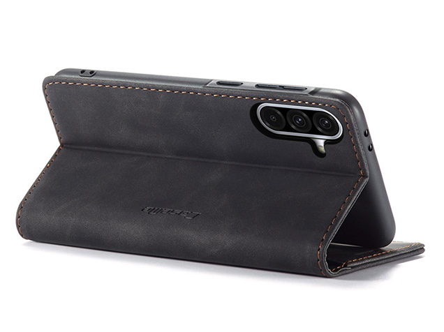 CaseMe Slim Synthetic Leather Wallet Case with Stand for Samsung Galaxy A36 - Charcoal