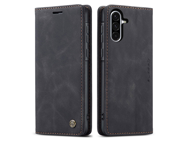 CaseMe Slim Synthetic Leather Wallet Case with Stand for Samsung Galaxy A36 - Charcoal