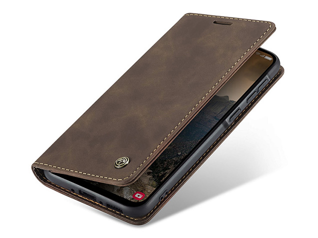 CaseMe Slim Synthetic Leather Wallet Case with Stand for Samsung Galaxy A36 - Chocolate Leather Wallet Case