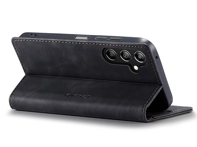 CaseMe Slim Synthetic Leather Wallet Case with Stand for Samsung Galaxy A26 - Charcoal