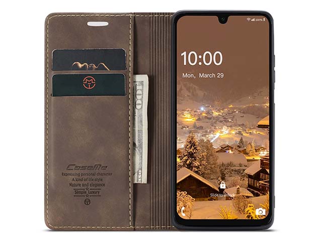 CaseMe Slim Synthetic Leather Wallet Case with Stand for Samsung Galaxy A26 - Chocolate