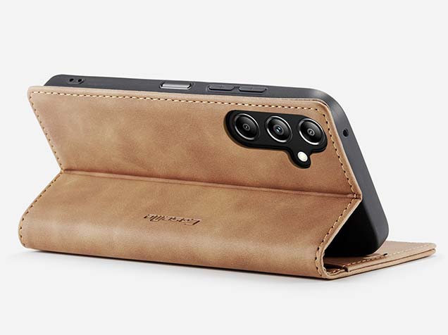 CaseMe Slim Synthetic Leather Wallet Case with Stand for Samsung Galaxy A26 - Tan