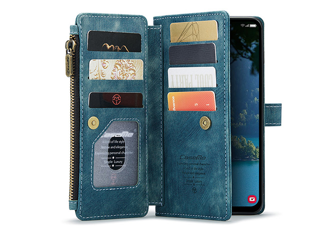 CaseMe Synthetic Leather Wallet Case with Zipper Pocket for Samsung Galaxy A56 - Teal