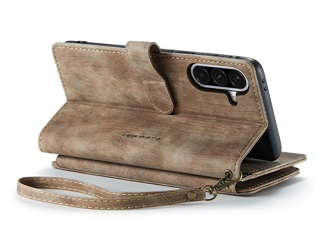 CaseMe Synthetic Leather Wallet Case with Zipper Pocket for Samsung Galaxy A56 - Desert Taupe Leather Wallet Case