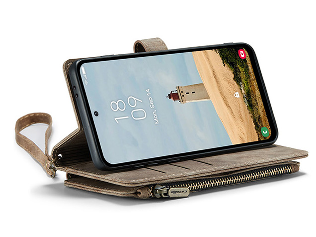 CaseMe Synthetic Leather Wallet Case with Zipper Pocket for Samsung Galaxy A56 - Desert Taupe