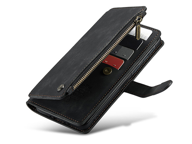 CaseMe Synthetic Leather Wallet Case with Zipper Pocket for Samsung Galaxy A56 - Charcoal