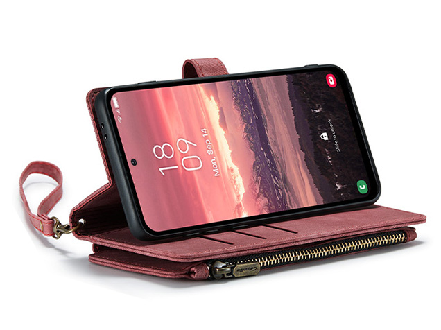 CaseMe Synthetic Leather Wallet Case with Zipper Pocket for Samsung Galaxy A36 - Blush