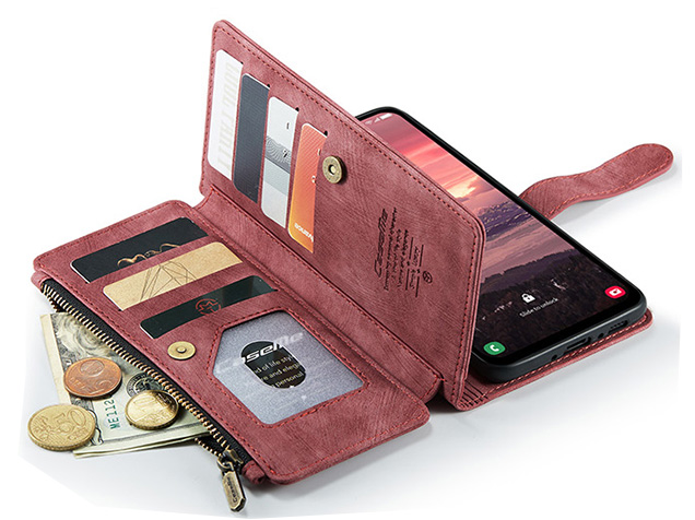 CaseMe Synthetic Leather Wallet Case with Zipper Pocket for Samsung Galaxy A36 - Blush