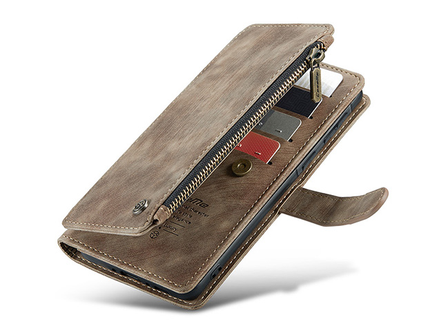 CaseMe Synthetic Leather Wallet Case with Zipper Pocket for Samsung Galaxy A36 - Desert Taupe