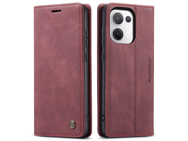 CaseMe Slim Synthetic Leather Wallet Case with Stand for OPPO Reno13 - Burgundy