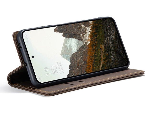 CaseMe Slim Synthetic Leather Wallet Case with Stand for OPPO Reno13 - Chocolate