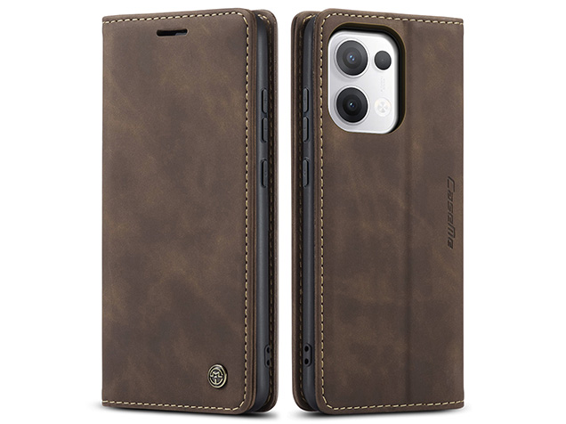 CaseMe Slim Synthetic Leather Wallet Case with Stand for OPPO Reno13 - Chocolate