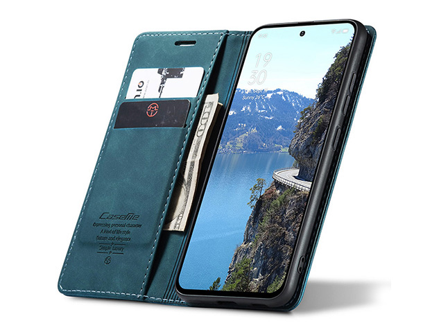 CaseMe Slim Synthetic Leather Wallet Case with Stand for OPPO Reno13 - Teal