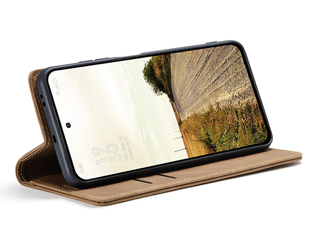 CaseMe Slim Synthetic Leather Wallet Case with Stand for OPPO Reno13 F - Tan