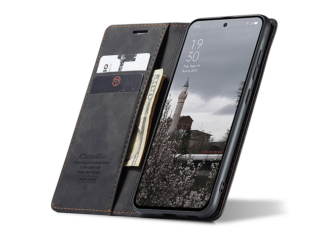 CaseMe Slim Synthetic Leather Wallet Case with Stand for OPPO Reno13 F - Charcoal