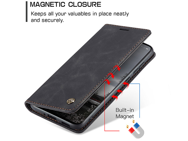 CaseMe Slim Synthetic Leather Wallet Case with Stand for OPPO Reno13 F - Charcoal