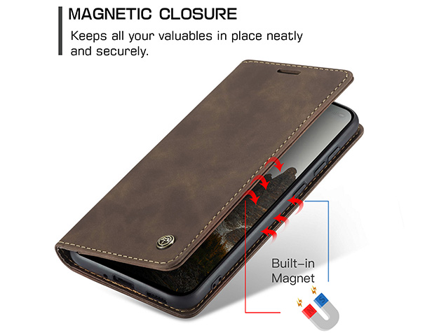 CaseMe Slim Synthetic Leather Wallet Case with Stand for OPPO Reno13 F - Chocolate