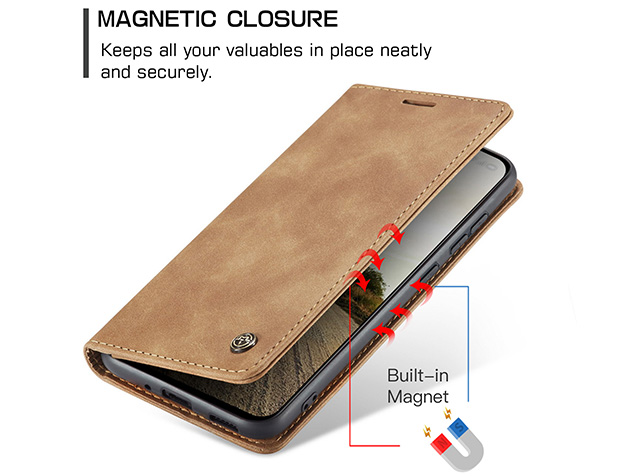 CaseMe Slim Synthetic Leather Wallet Case with Stand for OPPO Reno13 Pro - Tan