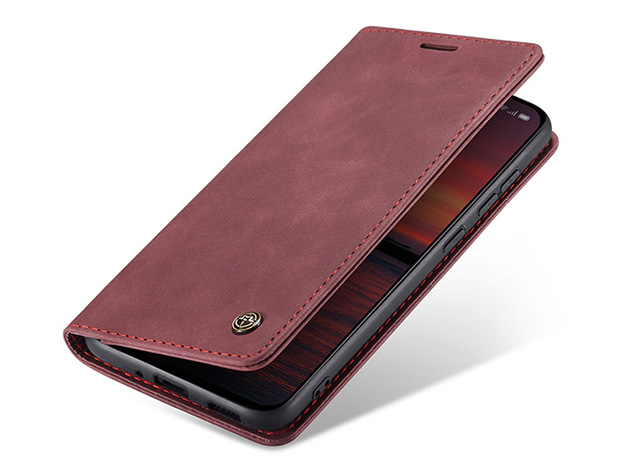 CaseMe Slim Synthetic Leather Wallet Case with Stand for OPPO Reno13 Pro - Burgundy Leather Wallet Case