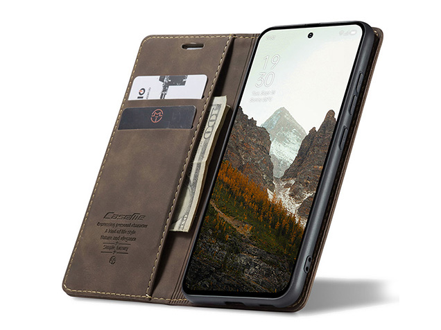 CaseMe Slim Synthetic Leather Wallet Case with Stand for OPPO Reno13 Pro - Chocolate