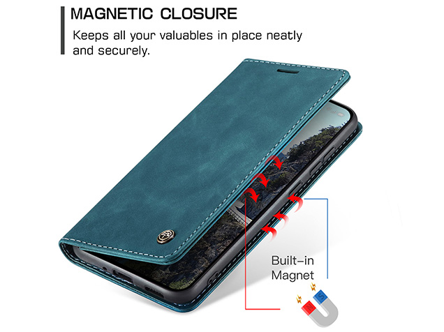 CaseMe Slim Synthetic Leather Wallet Case with Stand for OPPO Reno13 Pro - Teal