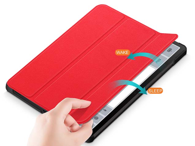 Slim Synthetic Leather Flip Case with Stand for Samsung Galaxy Tab S10 FE - Red