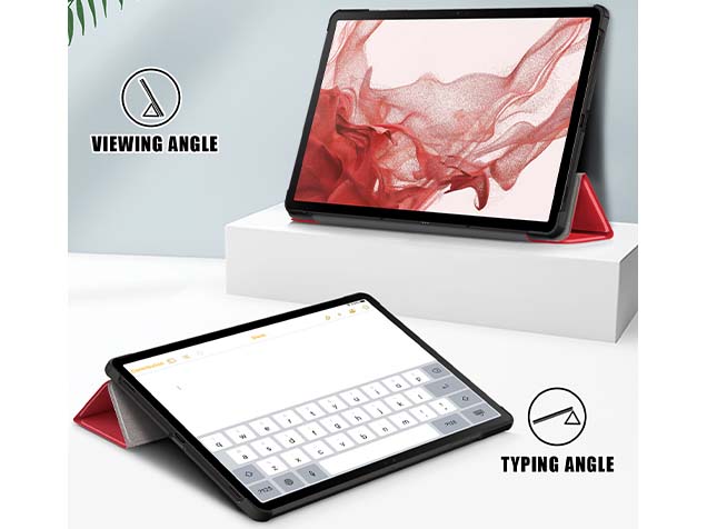 Slim Synthetic Leather Flip Case with Stand for Samsung Galaxy Tab S10 FE - Red