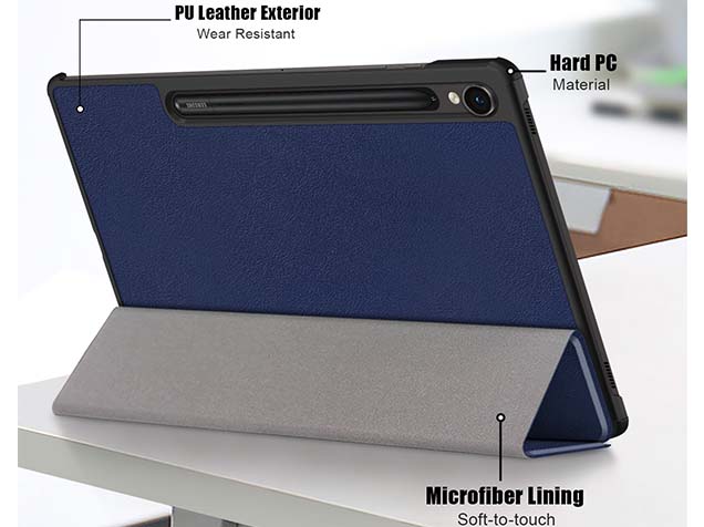 Slim Synthetic Leather Flip Case with Stand for Samsung Galaxy Tab S10 FE - Navy