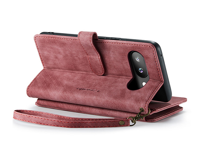 CaseMe Synthetic Leather Wallet Case with Zipper Pocket for Google Pixel 9a - Blush Leather Wallet Case