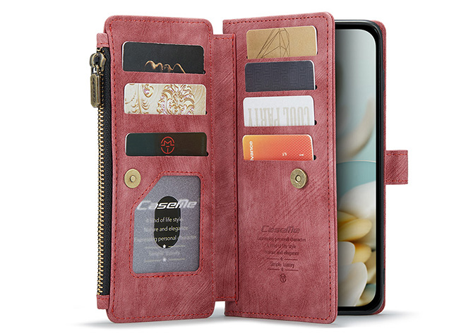 CaseMe Synthetic Leather Wallet Case with Zipper Pocket for Google Pixel 9a - Blush