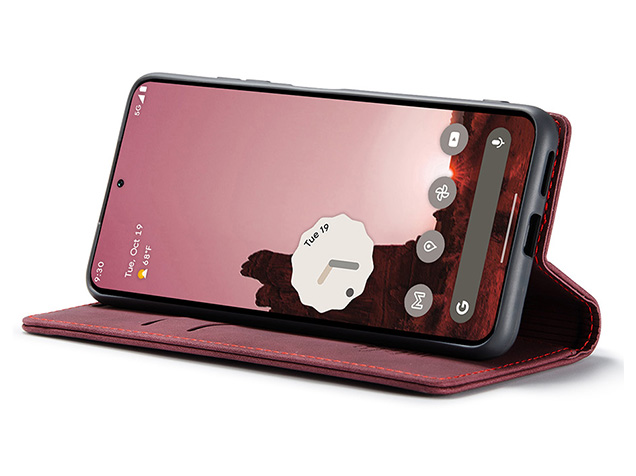CaseMe Slim Synthetic Leather Wallet Case with Stand for Google Pixel 9a - Burgundy