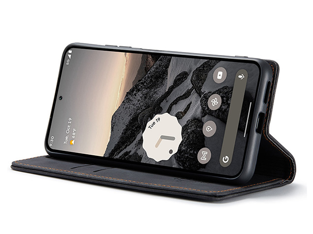 CaseMe Slim Synthetic Leather Wallet Case with Stand for Google Pixel 9a - Charcoal