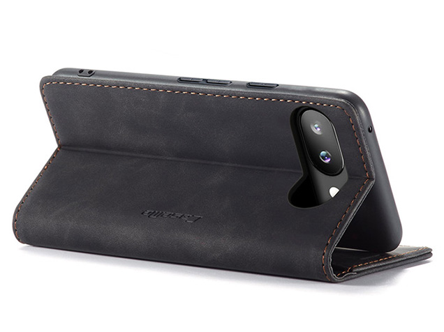 CaseMe Slim Synthetic Leather Wallet Case with Stand for Google Pixel 9a - Charcoal