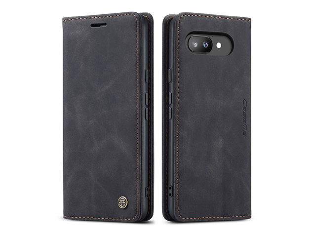 CaseMe Slim Synthetic Leather Wallet Case with Stand for Google Pixel 9a - Charcoal