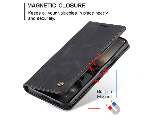 CaseMe Slim Synthetic Leather Wallet Case with Stand for Google Pixel 9a - Charcoal