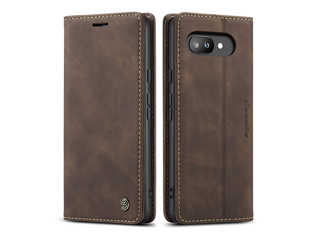 CaseMe Slim Synthetic Leather Wallet Case with Stand for Google Pixel 9a - Chocolate