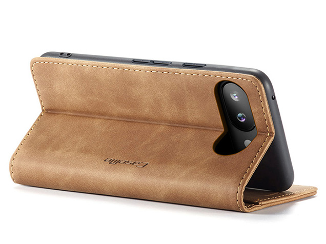CaseMe Slim Synthetic Leather Wallet Case with Stand for Google Pixel 9a - Tan