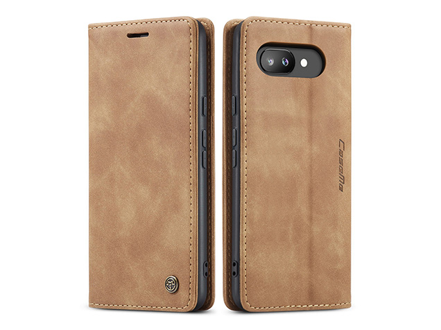 CaseMe Slim Synthetic Leather Wallet Case with Stand for Google Pixel 9a - Tan