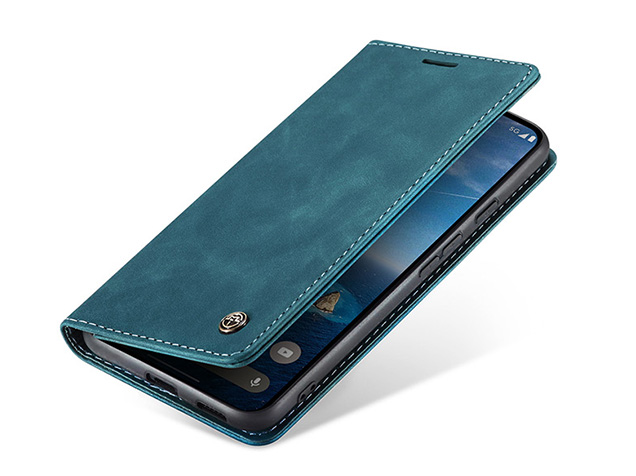 CaseMe Slim Synthetic Leather Wallet Case with Stand for Google Pixel 9a - Teal Leather Wallet Case