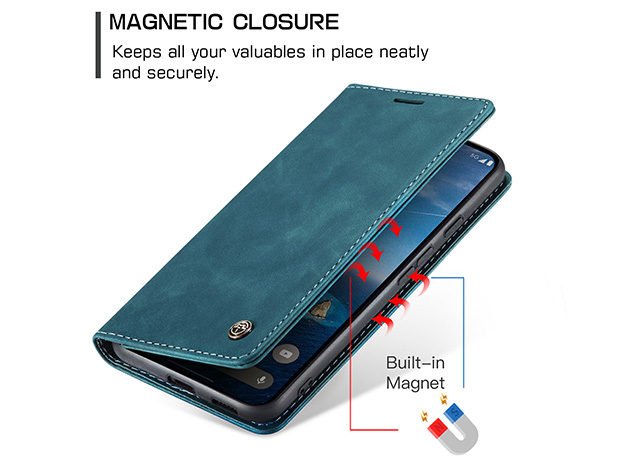 CaseMe Slim Synthetic Leather Wallet Case with Stand for Google Pixel 9a - Teal